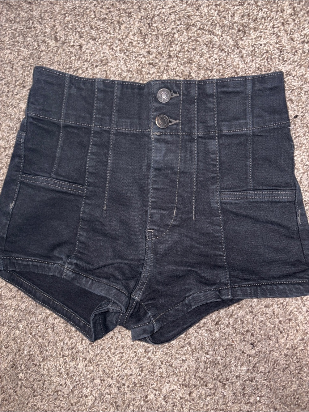 Free People High-Waist Black Shortie Shorts